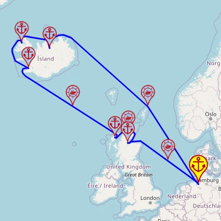 Cuda natury Islandii - z i do Bremerhaven mapa
