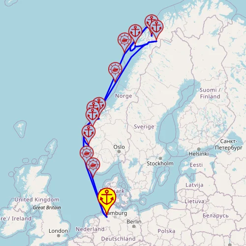 Kraina Fiordów Norwegia – z/do Bremerhaven mapa