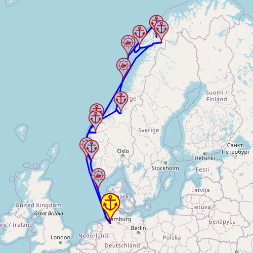 Kraina Fiordów Norwegia – z/do Bremerhaven mapa