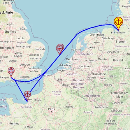 Magia wybrzeża Kanału La Manche – z/do Bremerhaven mapa