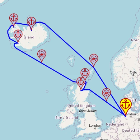 Cuda natury Islandii - z i do Bremerhaven mapa