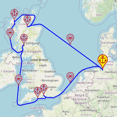 Szkockie Highlands i brytyjski urok – z/do Bremerhaven, 10 nocy – Mein Schiff 3 04.05 – 14.05 – mini mapa rejsu