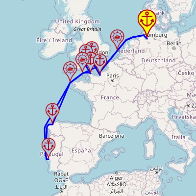 Różnorodność Europy Zachodniej – z i do Bremerhaven, 14 nocy – Mein Schiff 3 21.03 – 04.04 – mini mapa rejsu