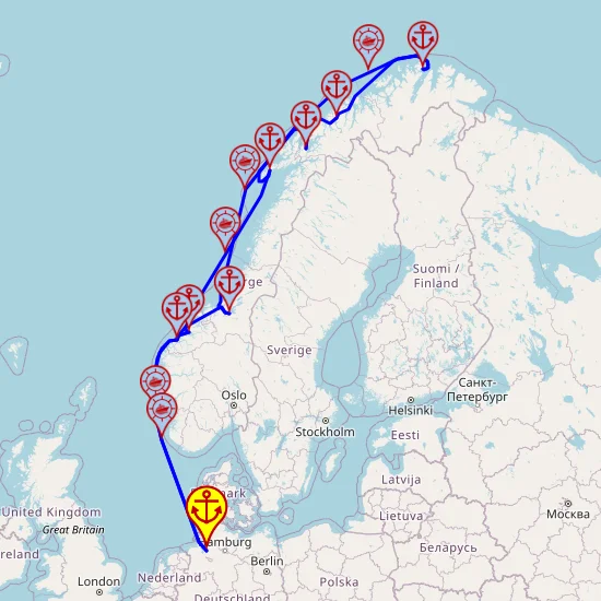 Kraina Fiordów Norwegia – z/do Bremerhaven mapa