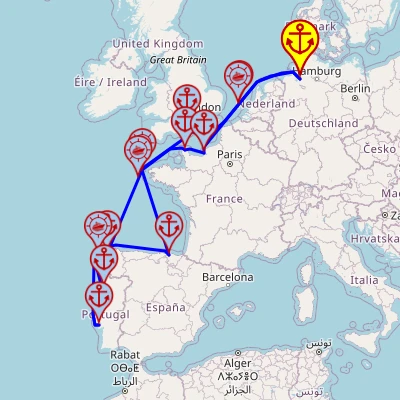 Różnorodność Europy Zachodniej – z/do Bremerhaven, 14 nocy – Mein Schiff 3 04.04 – 18.04 – mini mapa rejsu