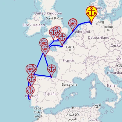 Różnorodność Europy Zachodniej – z i do Bremerhaven, 13 nocy – Mein Schiff 3 18.04 – 01.05 – mini mapa rejsu