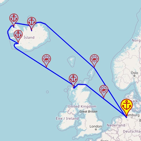 Cuda natury Islandii - z i do Bremerhaven mapa