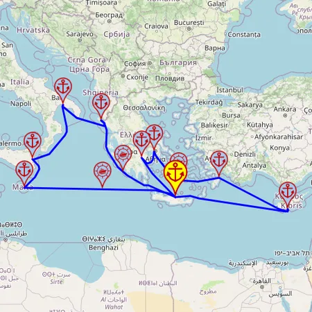 Wschodnie Morze Śródziemne bez tajemnic – z/do Heraklionu mapa