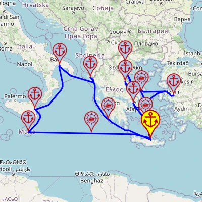Wschodnie Morze Śródziemne bez tajemnic – z/do Heraklionu mapa