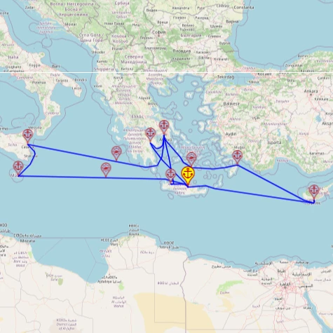 Wschodnie Morze Śródziemne bez tajemnic – z/do Heraklionu mapa