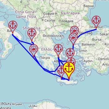 Wschodnie Morze Śródziemne bez tajemnic – z/do Heraklionu, 14 nocy – Mein Schiff 5 16.04 – 30.04 – mini mapa rejsu