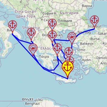 Morze Egejskie i Bosfor – z/do Heraklionu, 14 nocy – Mein Schiff 5 14.05 – 28.05 – mini mapa rejsu