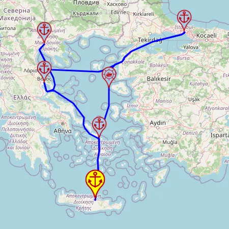 Różnorodność Wschodniego Morza Śródziemnego - z i do Heraklionu mapa
