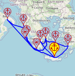 Różnorodność Wschodniego Morza Śródziemnego – z i do Heraklionu, 14 nocy – Mein Schiff 5 14.08 – 28.08 – mini mapa rejsu