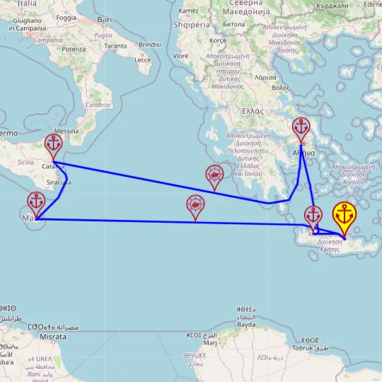 Świat wysp do zakochania – z/do Heraklionu mapa