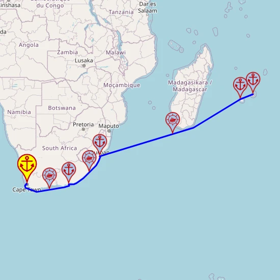 Święta w Afryce Południowej i na Oceanie Indyjskim - z Kapsztadu do Port Louis mapa