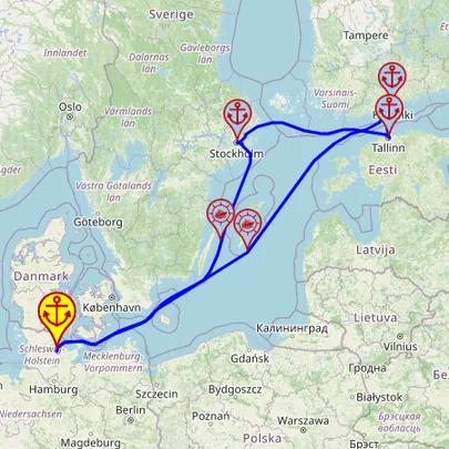 Metropolie Bałtyku – z i do Kilonii, 7 nocy – Mein Schiff 3 09.12 – 16.12 – mini mapa rejsu
