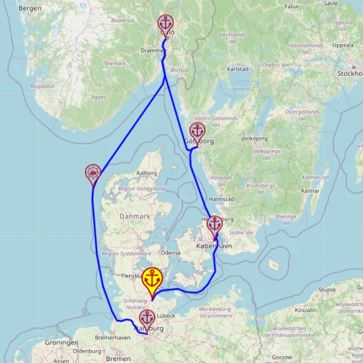 Odkryj hygge i morze na Północy – z Kilonii do Hamburga mapa