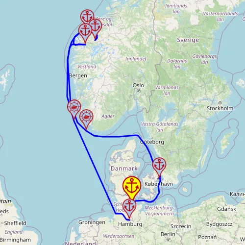 Norweskie światy fiordów – z Kilonii do Hamburga mapa
