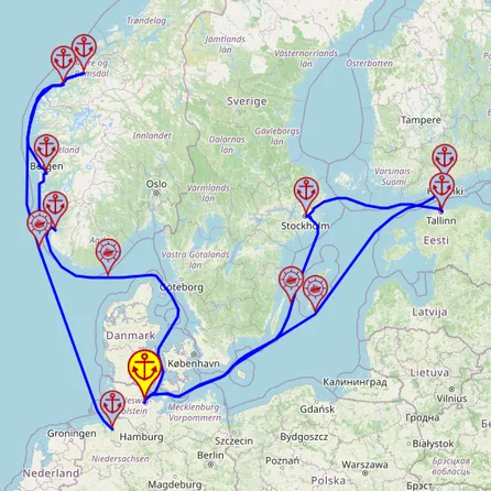Magiczna Norwegia i metropolie Morza Bałtyckiego - z Kiel do Bremerhaven mapa