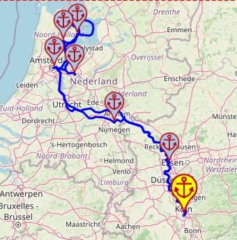 Perły rejsu po IJsselmeer, 7 nocy – A-Rosa Aqua 22.08 – 29.08 – mini mapa rejsu