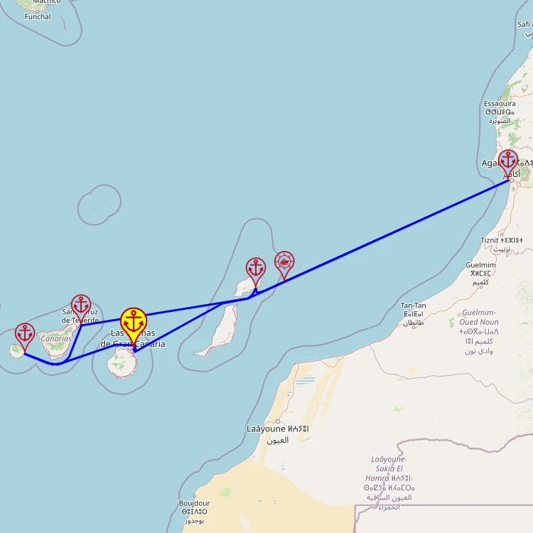 Wyspy Kanaryjskie z Marokiem – rejs z i do Las Palmas, 7 nocy – Mein Schiff 7 12.11 – 19.11 – mini mapa rejsu