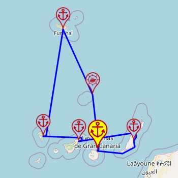 Wyspy Kanaryjskie z Maderą – z/do Las Palmas, 7 nocy – Mein Schiff 7 05.11 – 12.11 – mini mapa rejsu