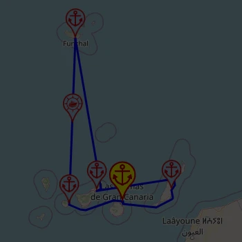 Wyspy Kanaryjskie z Maderą – z/do Las Palmas, 7 nocy – Mein Schiff 7 19.11 – 26.11 – mini mapa rejsu