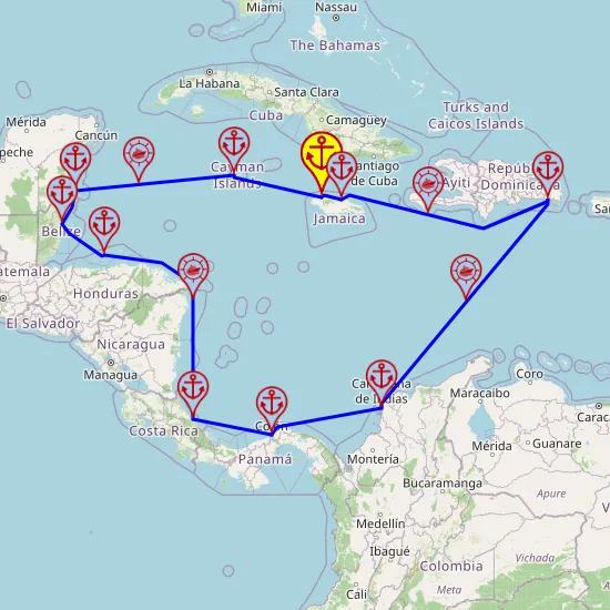 Najlepsze z Ameryki Środkowej - z i do Montego Bay mapa