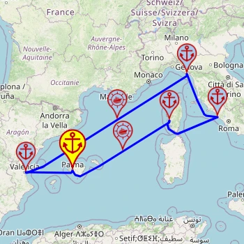 Fascynacja Morzem Śródziemnym - z/do Palmy mapa
