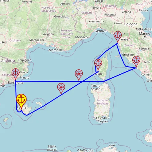 Kulturalna jesień na Morzu Śródziemnym z i do Palmy, 7 nocy – Mein Schiff 6 11.10 – 18.10 – mini mapa rejsu