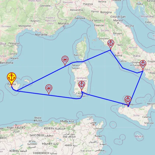 La dolce vita – z i do Palmy, 7 nocy – Mein Schiff 7 15.10 – 22.10 – mini mapa rejsu