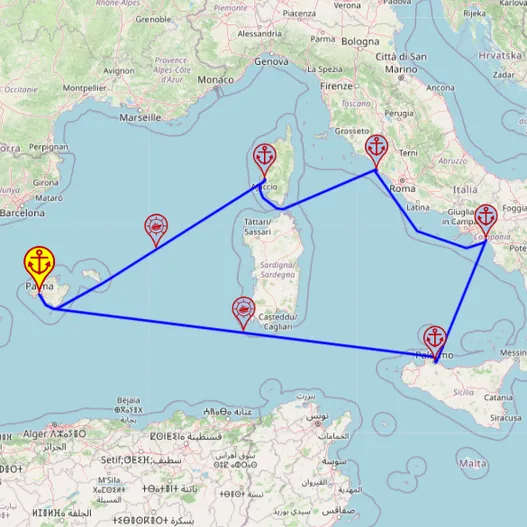 La dolce vita – z i do Palmy, 7 nocy – Mein Schiff 4 25.10 – 01.11 – mini mapa rejsu