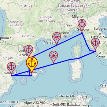Święta w zachodniej części Morza Śródziemnego – z/do Palmy mapa