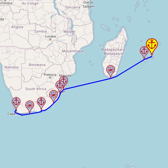 Południowa Afryka i wyspiarskie raje – z Port Louis do Kapsztadu mapa
