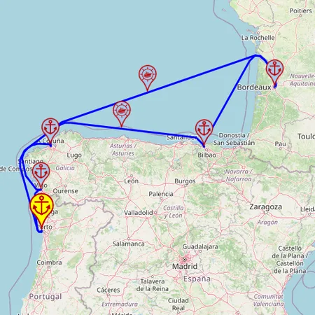 Lato na Zachodnim Wybrzeżu – z i do Leixões (Porto), 7 nocy – Mein Schiff 6 15.07 – 22.07 – mini mapa rejsu