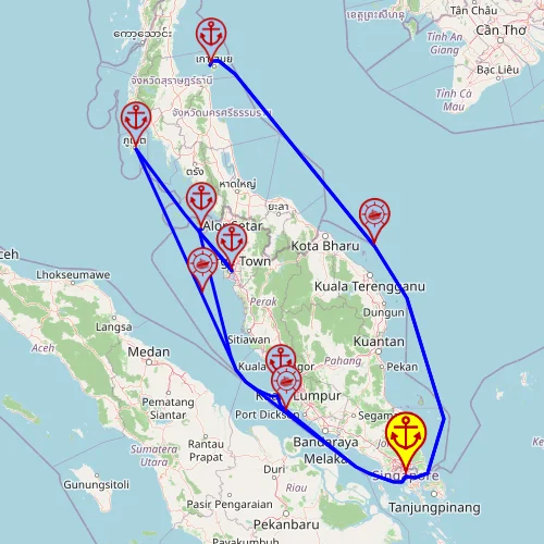 Fascynacja Azją Południowo-Wschodnią - z i do Singapuru mapa