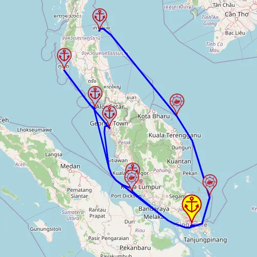 Fascynacja Azją Południowo-Wschodnią - z i do Singapuru mapa