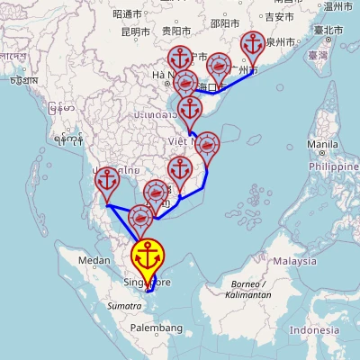 Azja Południowo-Wschodnia i Wietnam - z Singapuru do Hongkongu mapa