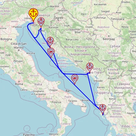 Wymarzone kierunki nad Adriatykiem - z i do Triestu mapa