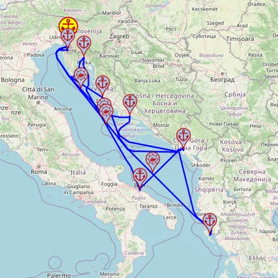 Adriatyk intensywnie - z/do Triestu mapa