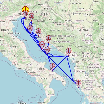 Adriatyk intensywnie - z/do Triestu mapa