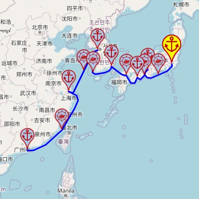 Różnorodność Dalekiego Wschodu – z Jokohamy (Tokio) do Hongkongu, 14 nocy – Mein Schiff 6 28.04 – 12.05 – mini mapa rejsu